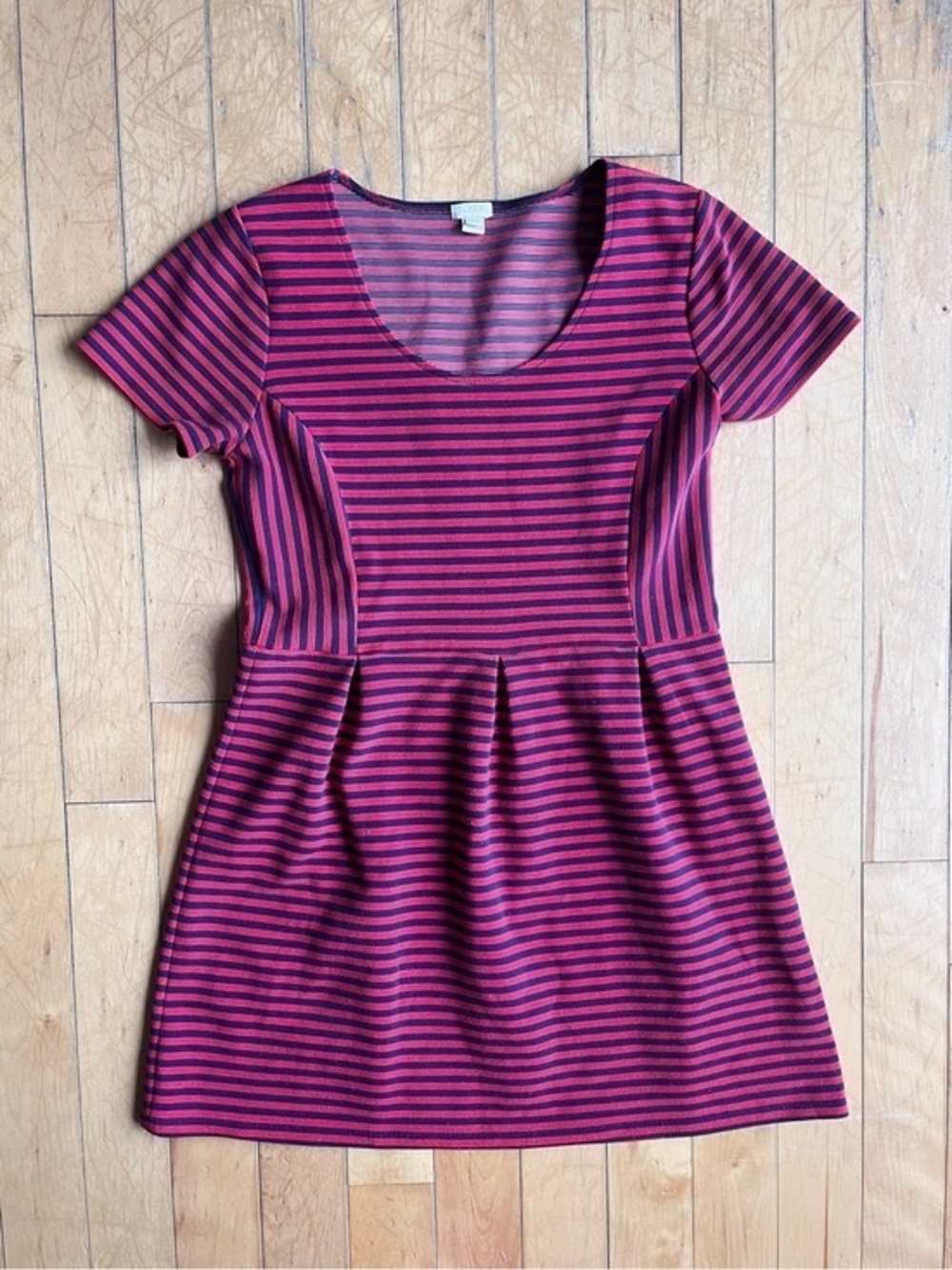 J.Crew Navy & Red Striped Fit‑and‑Flare Knit Dress – Size 14